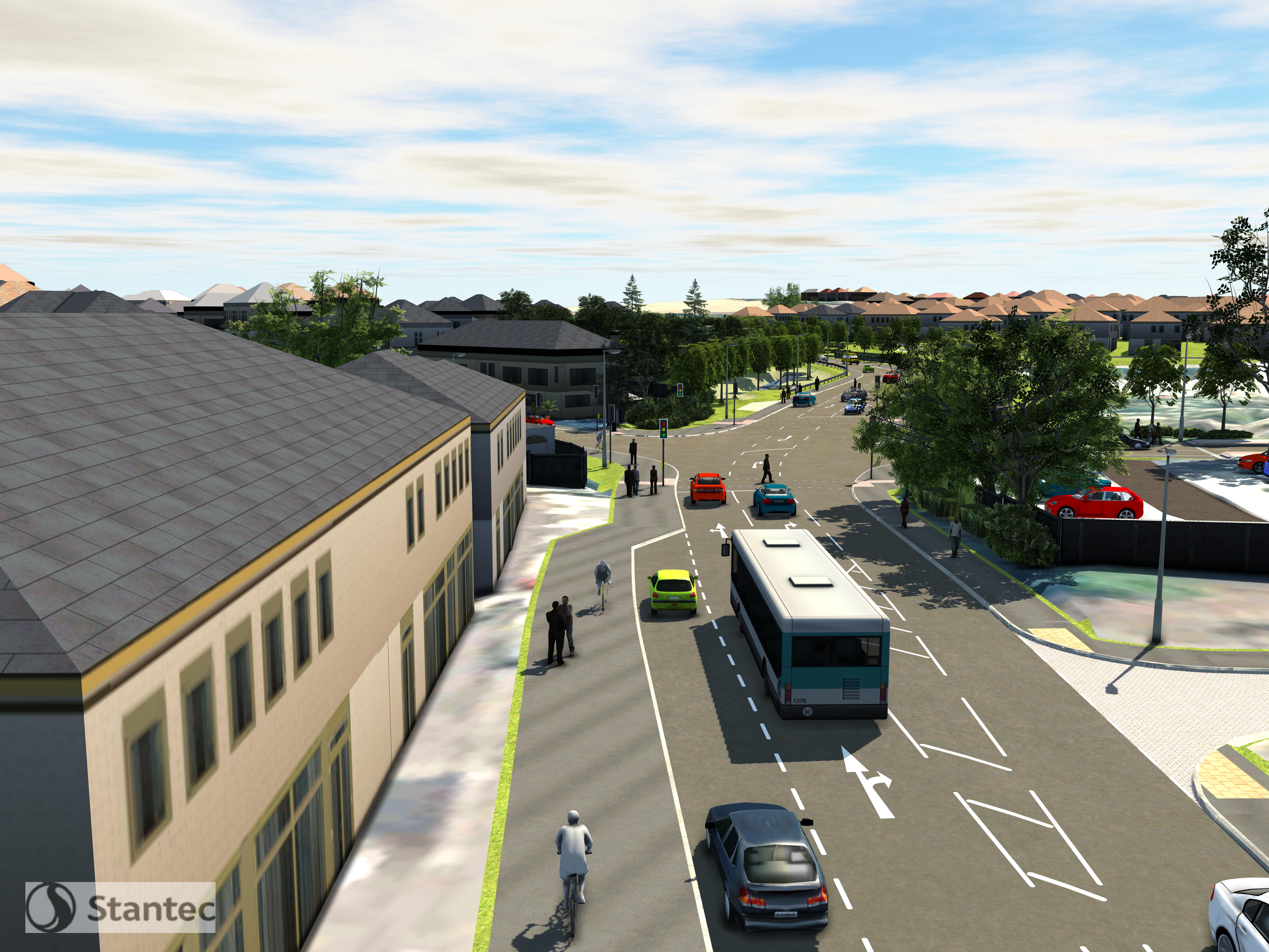 View looking south of the new junction with Station Road and Station Approach