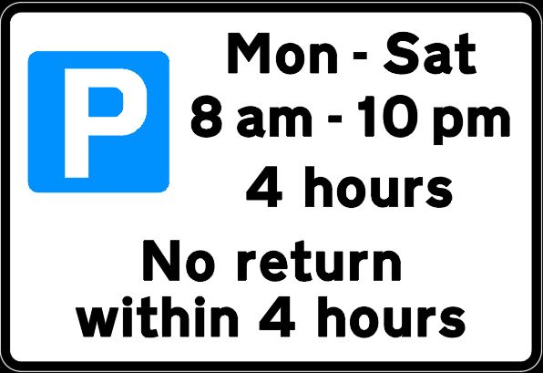 Example of the parking sign you may see